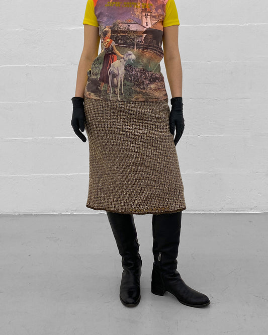 Prada AW2000 Wool Knit Skirt Brown