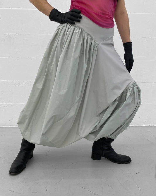 Marithé + François Girbaud 2000s Asymmetrical Gathering Skirt Light Grey