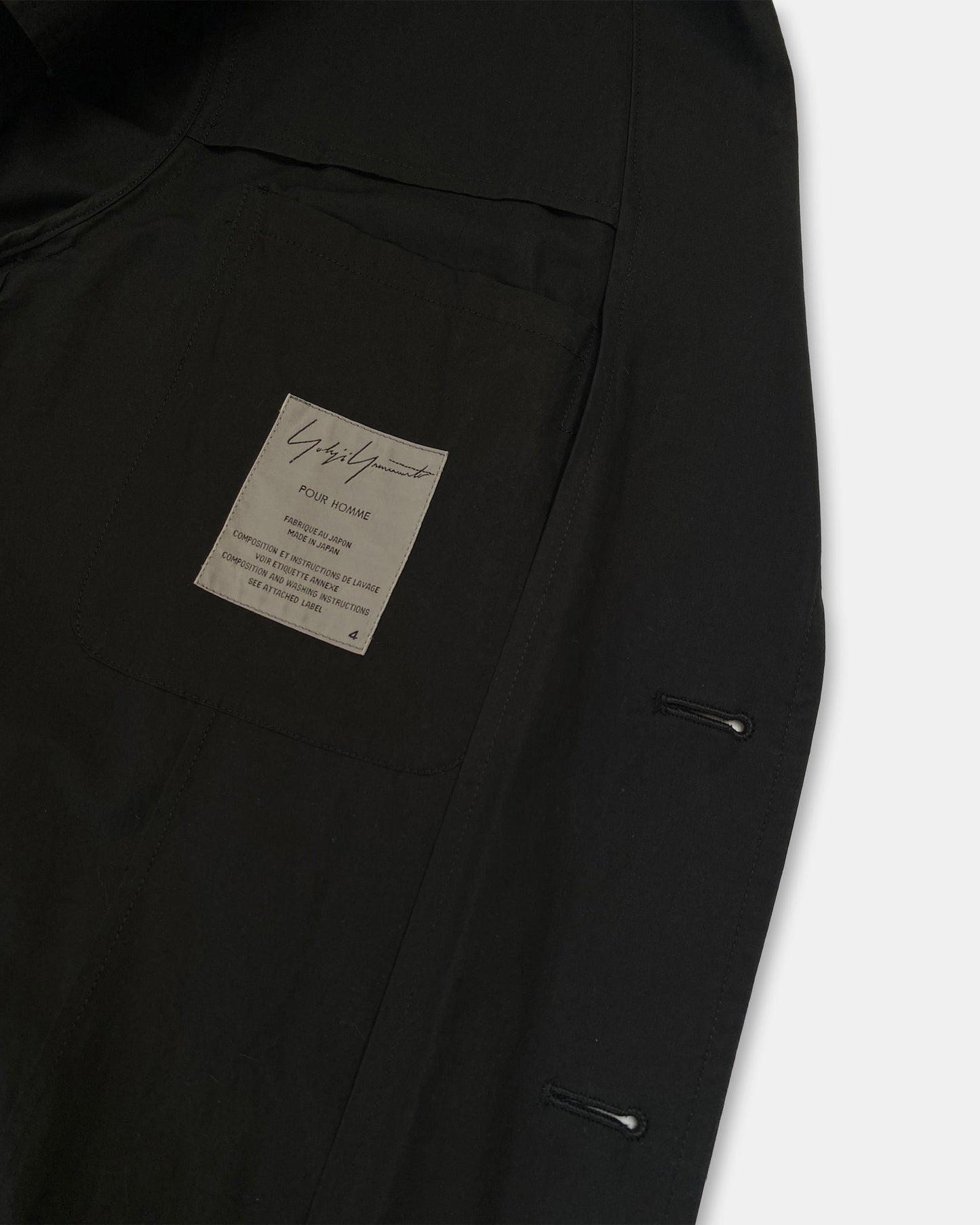 Yohji Yamamoto Pour Homme SS2006 Double Pocket Cotton Coat Black