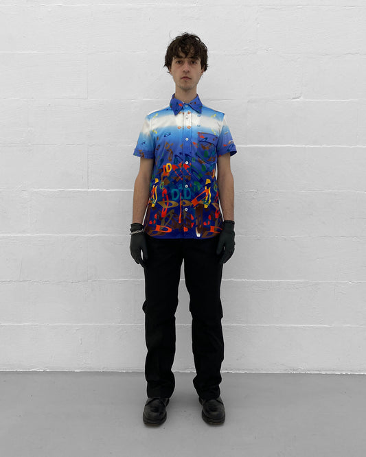 Dsquared2 2000s All Over D Short Sleeve Shirt Blue