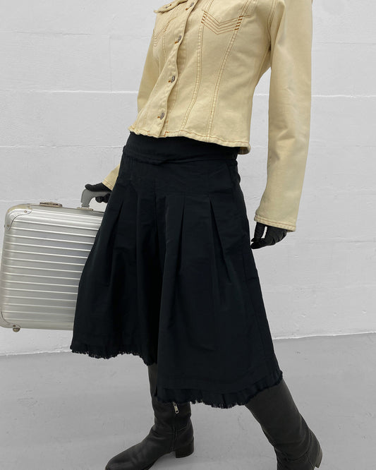 MaxMara 2010s Open Hem Silk Skirt Black