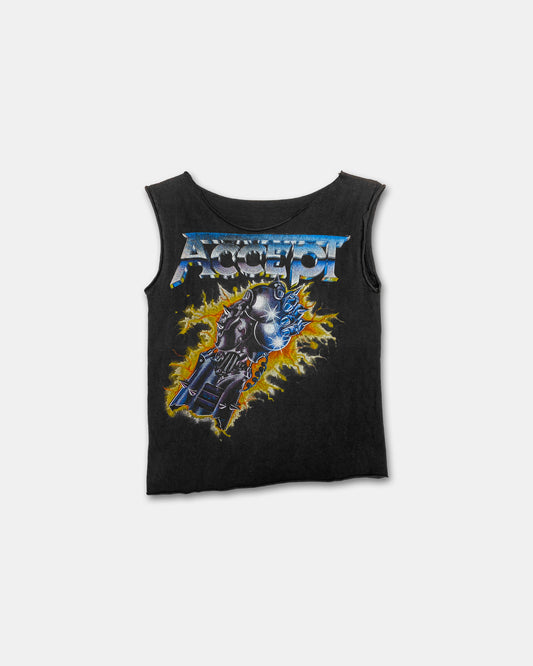 Vintage 1983 Cut Off Accept Balls to the Wall Tour Band Tanktop T-Shirt Black