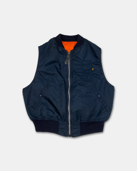 Alpha Industries 1990s Made in USA MA-1 Bomber Vest Navy