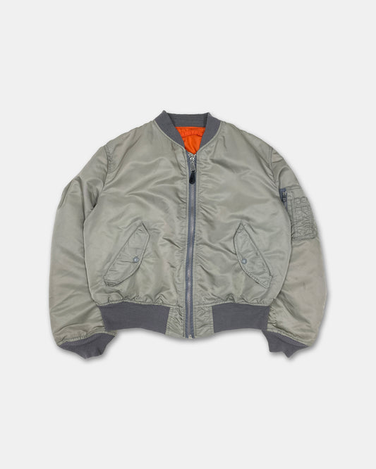 Alpha Industries 1990s Made in USA MA-1 Bomber Jacket Silver Grey