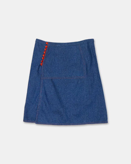 Manztoggel 2000s Handmade Ant Print Skirt Blue