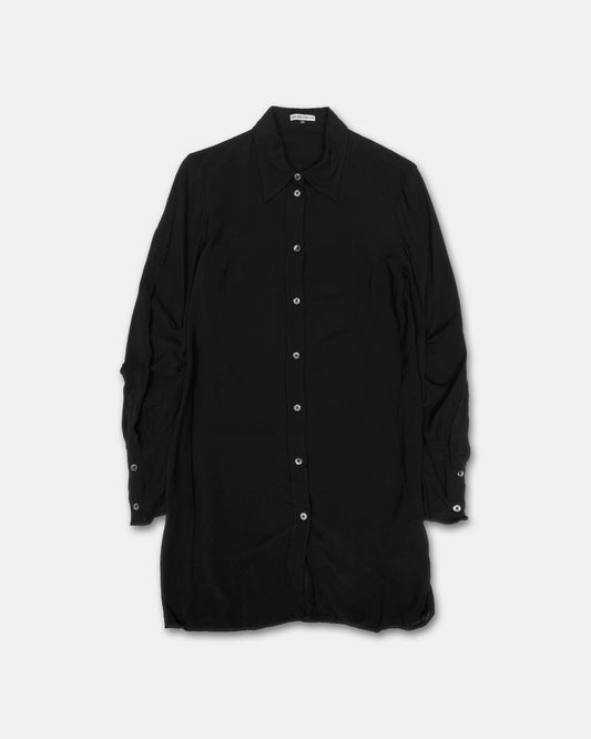 Ann Demeulemeester 2010s Rayon Shirt Short Dress Black