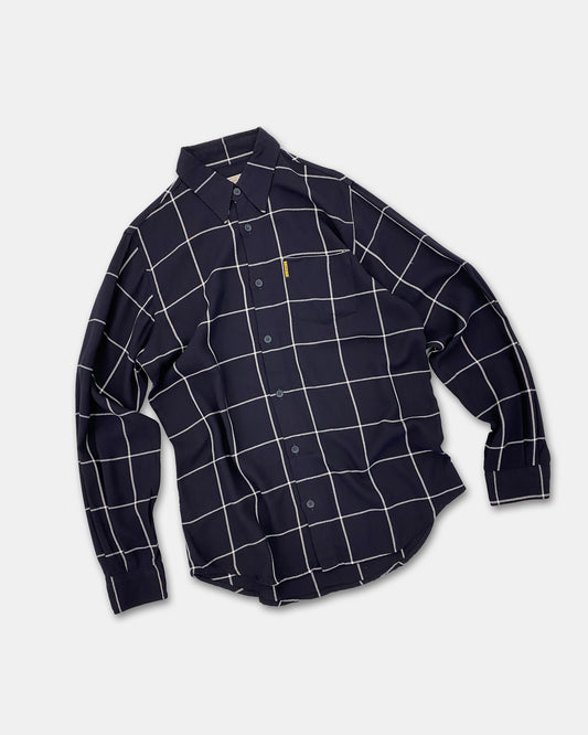 Armani Jeans 1990s Window Pane Checkered Shirt Navy