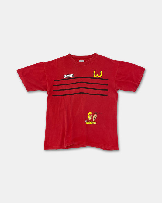 Vintage 1993 McDonalds Beavis and Butthead Single Stitched T-Shirt Red