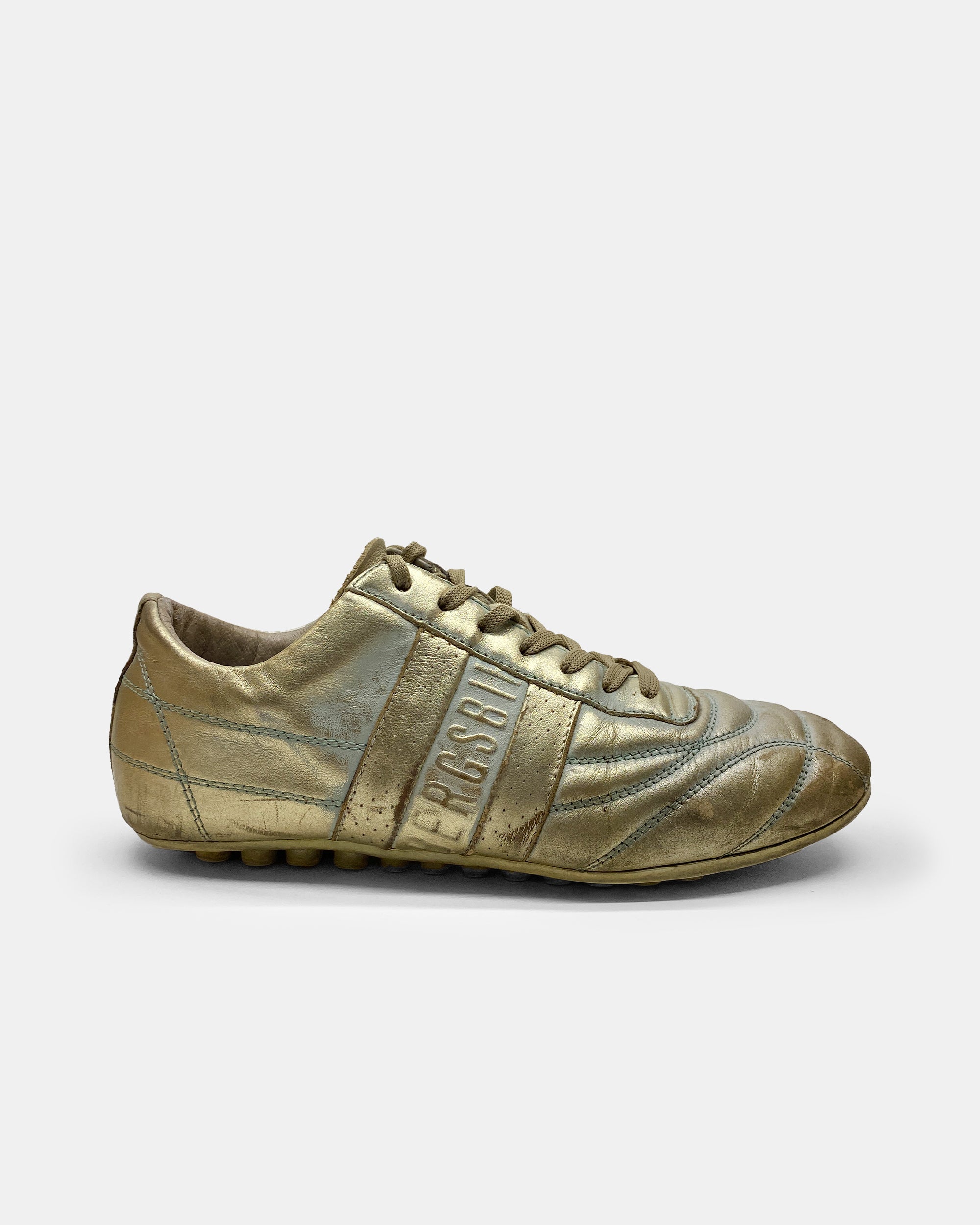 Bikkembergs Italian Metallic Gold Leather low top shoes Sneakers Bikkembergs Vintage - Etsy main image 2