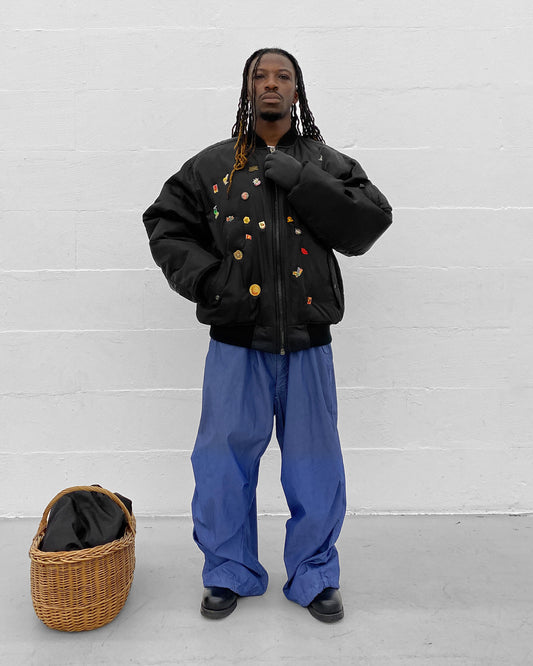 Vintage 2000s All Over Pins MA-1 Bomber Jacket Black