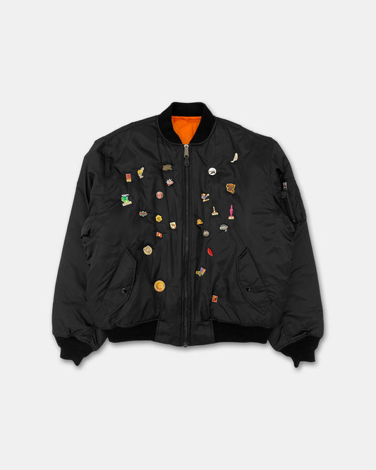 Vintage 2000s All Over Pins MA-1 Bomber Jacket Black