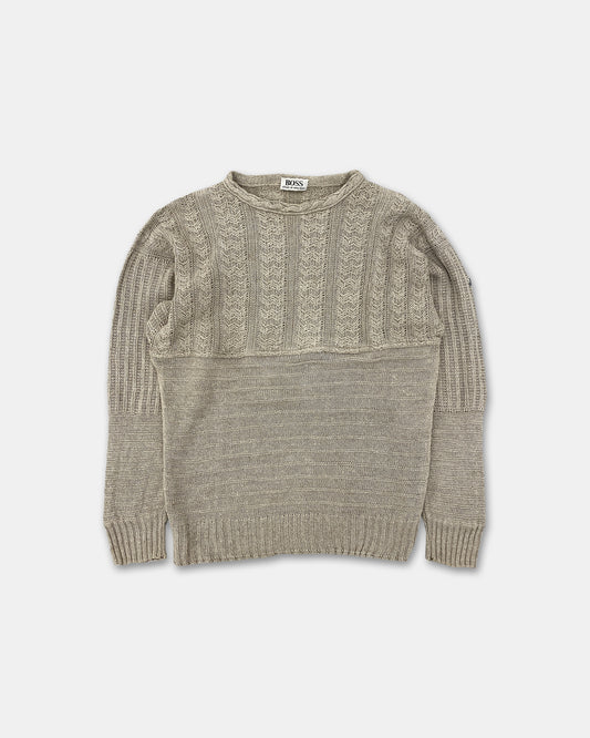 Hugo Boss 1980s Linen Knit Sweater Creme
