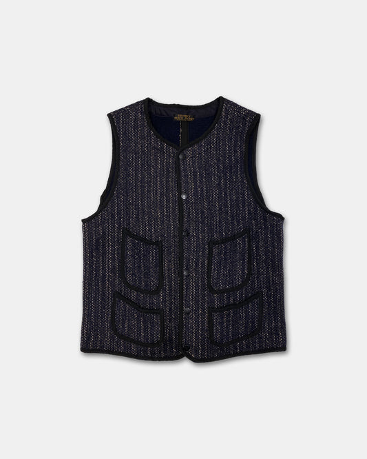 Brown's Beach 2010s Wool Early Vest Navy Stripe