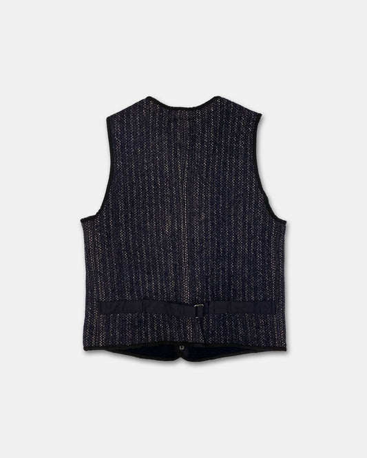 Brown's Beach 2010s Wool Early Vest Navy Stripe