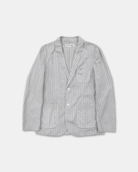 Comme des Garçons Shirt 2010s Striped Cotton Blazer Jacket White Blue