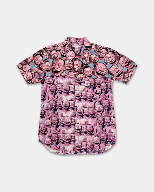 Comme des Garçons Shirt x Yue Minjun SS2021 Laughing Man Short Sleeve Shirt Pink