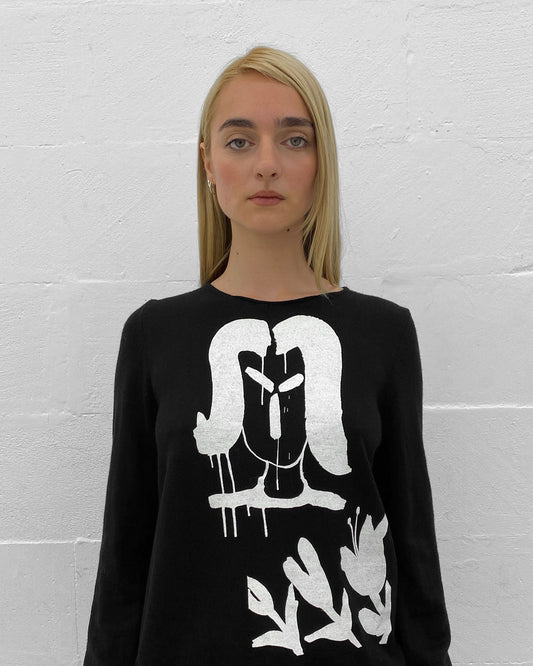 Comme des Garçons x Alisa Yoffe SS2019 Graphic Printed Knit Sweater Black