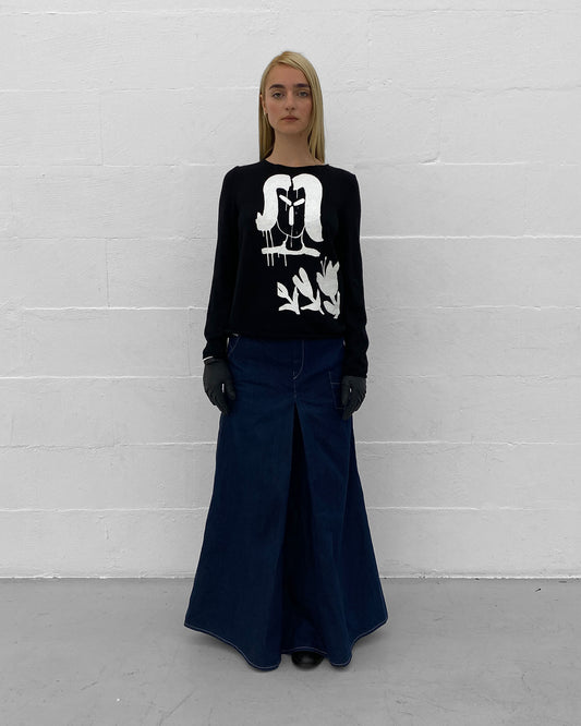 Comme des Garçons x Alisa Yoffe SS2019 Graphic Printed Knit Sweater Black