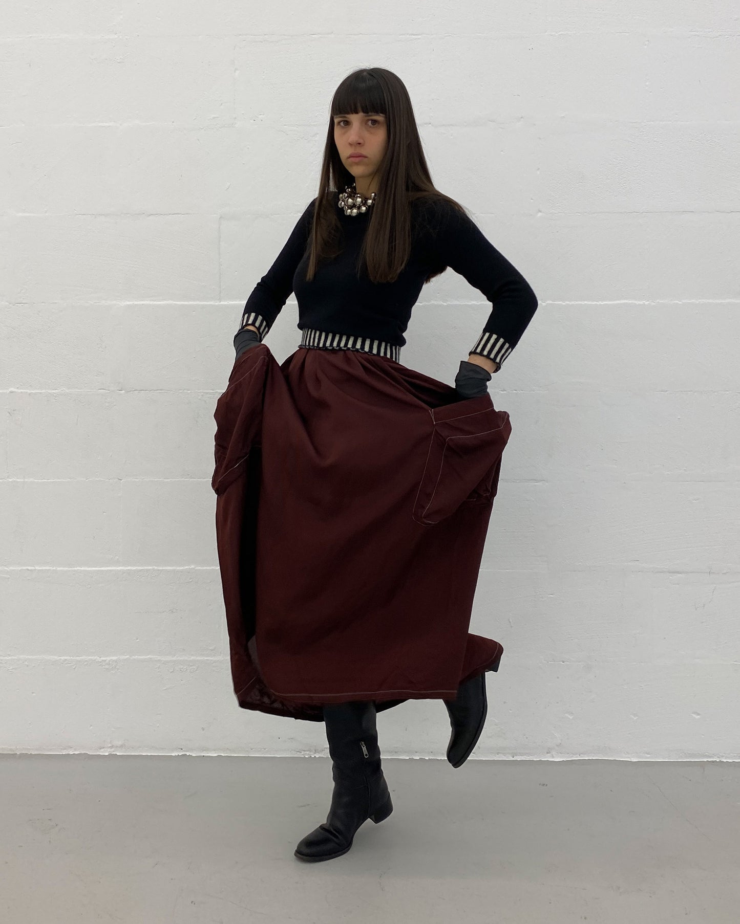 Comme des Garçons Black AD2008 Striped Hem Knit Sweater Black