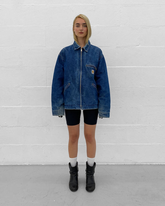 Carhartt 1990s Trashed Detroit Denim Jacket Blue