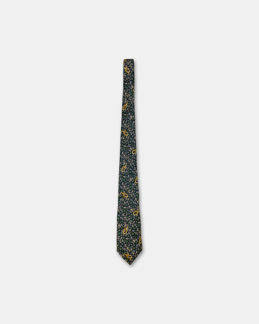 Céline 1990s Pattern Tie Blue Green