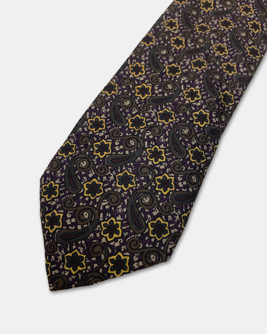 Chanel 1990s Pattern Tie Purple Green