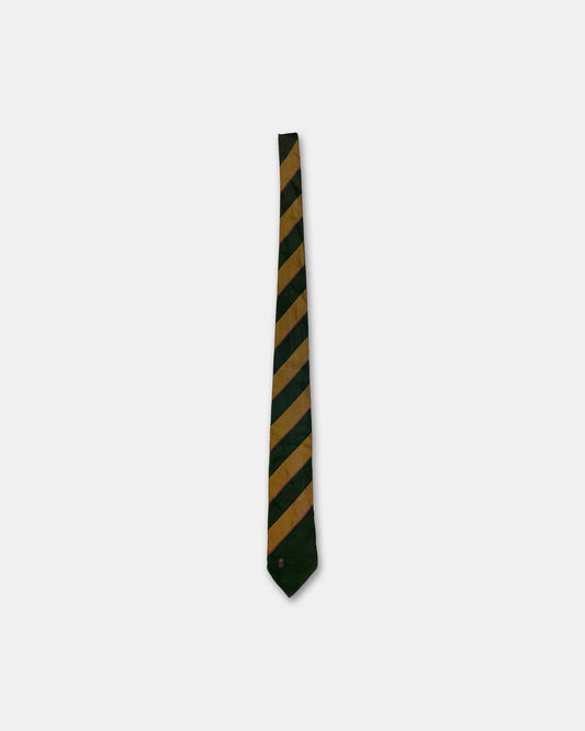 Chanel 1990s Diagonal Striped Tie Green Gold