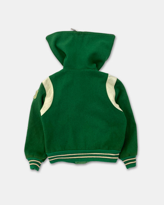 Vintage 1970s Hooded College Wool Jacket Green