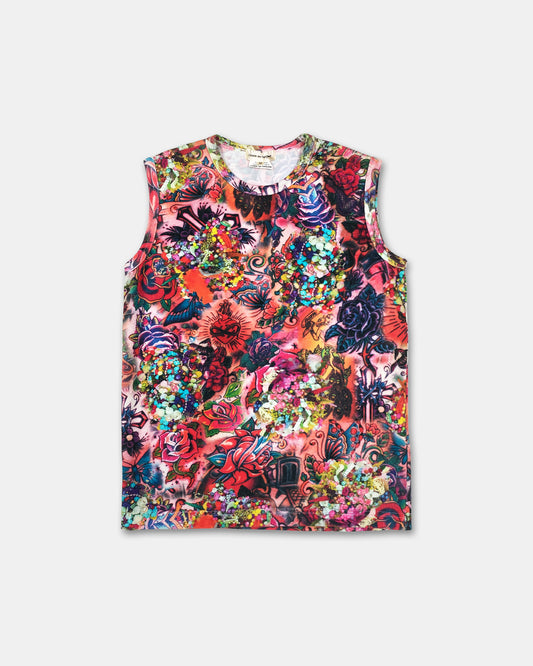 Comme des Garçons SS2004 Tattoo & Pearl Print Tanktop Multicolor