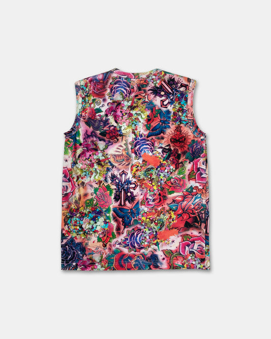 Comme des Garçons SS2004 Tattoo & Pearl Print Tanktop Multicolor