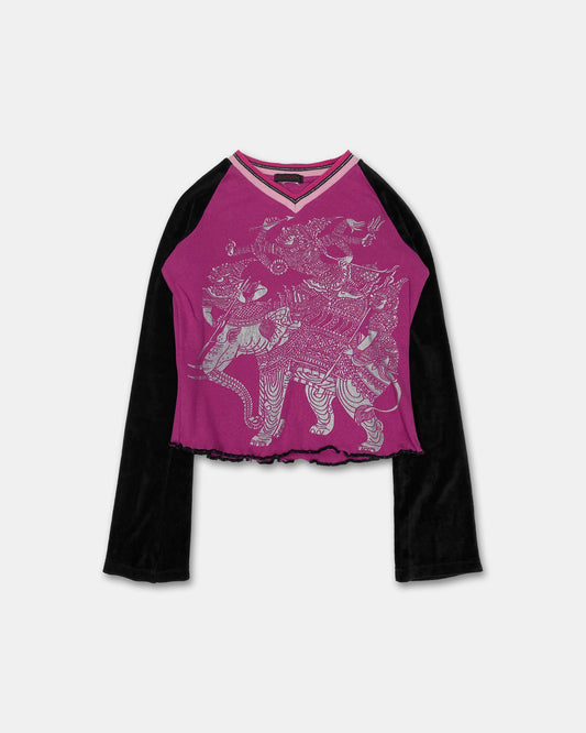 Custo Barcelona 2000s Elephant Print Top Pink
