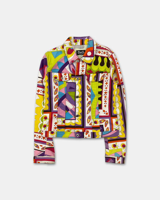 Dolce & Gabbana 2000s All Over Print Denim Jacket Multicolor