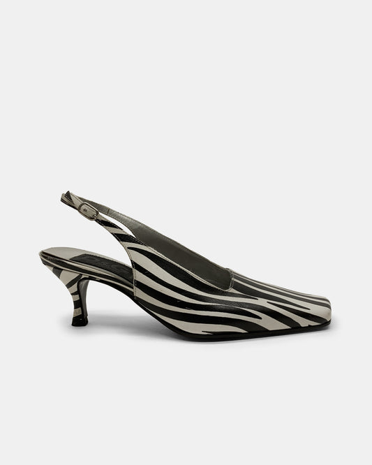 Dolce & Gabbana 1990s Square Toe Zebra Print Heels Black White