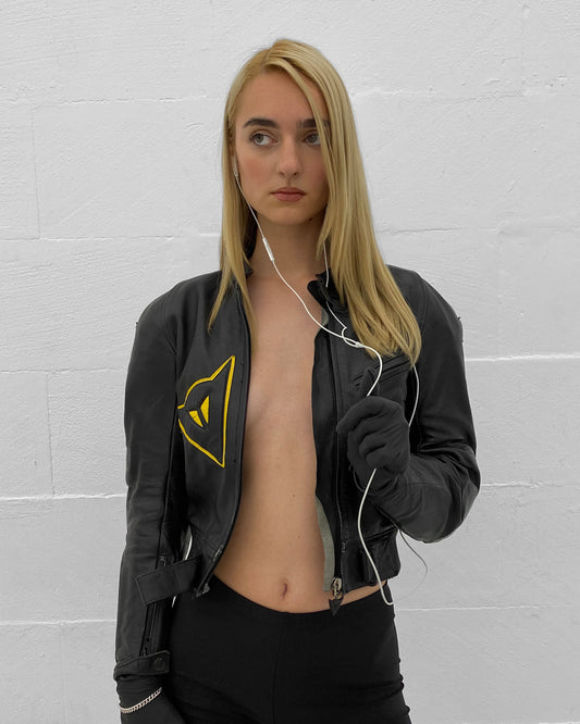 Dainese 1970s Racing Leatherjacket Black Yellow