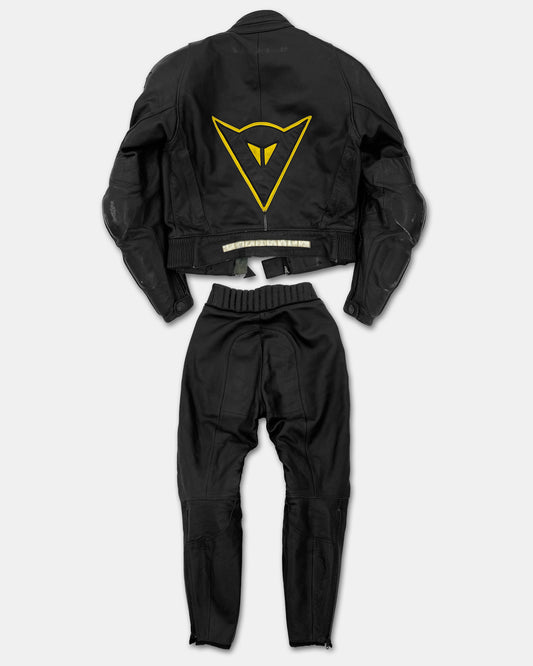 Dainese 1970s Racing Leatherjacket and Leatherpants Set Black Yellow