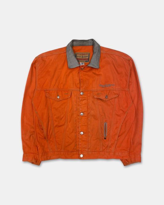 Diesel 1990s Denver Leather Collar Denim Jacket Orange