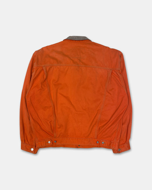 Diesel 1990s Denver Leather Collar Denim Jacket Orange
