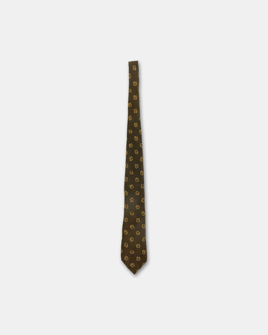 Christian Dior 1990s Flowers Tie Brown Gold