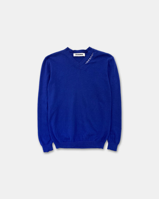Dirk Bikkembergs 2010s V-Neck Knit Sweater Blue
