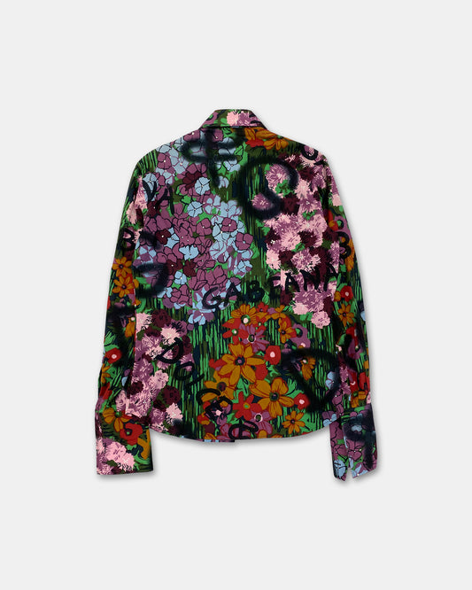 Dolce & Gabbana 2000s Graffiti Tags Flower All Over Print Cufflinks Shirt Multicolor