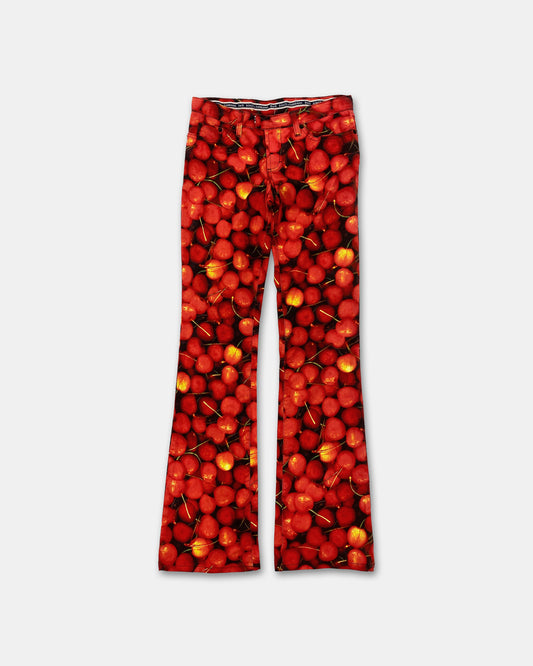 Dolce & Gabbana 2000s Cherry All Over Print Flared Pants Red
