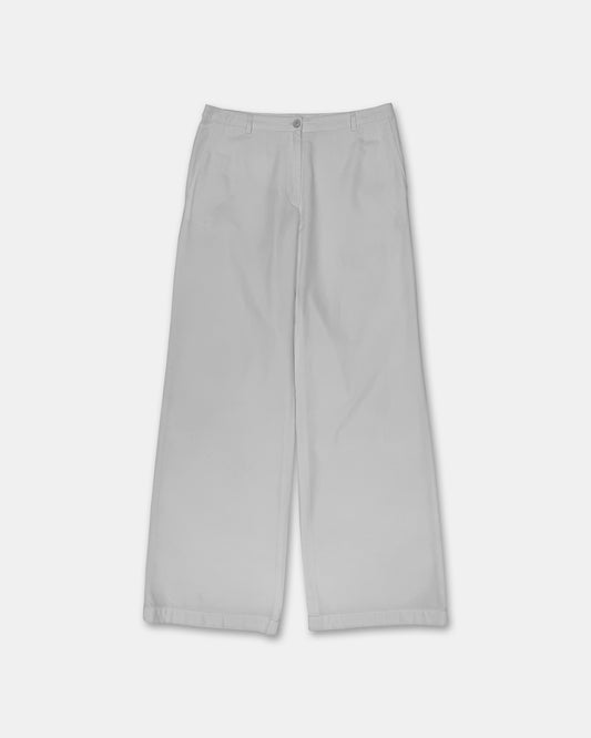 Dries van Noten 2000s Cotton Rayon Wide Pants White