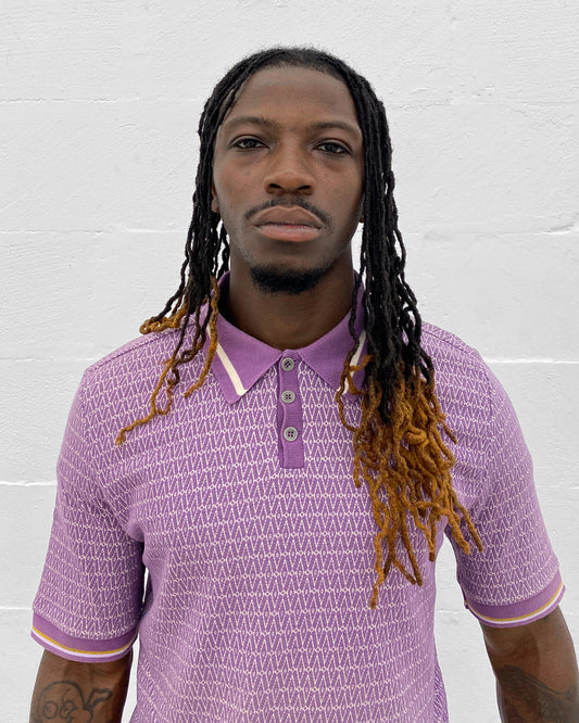 Dries van Noten 2010s Weaving Pattern Polo Shirt Purple