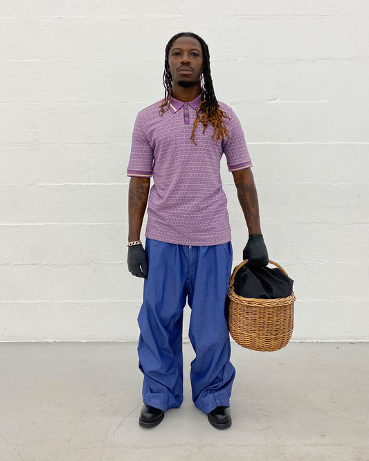 Dries van Noten 2010s Weaving Pattern Polo Shirt Purple