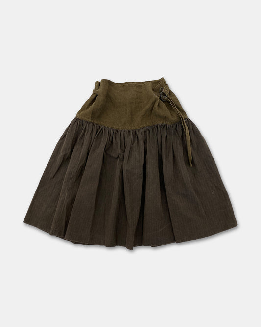 Dries van Noten 2000s Wool Cotton Adjustable Skirt Brown