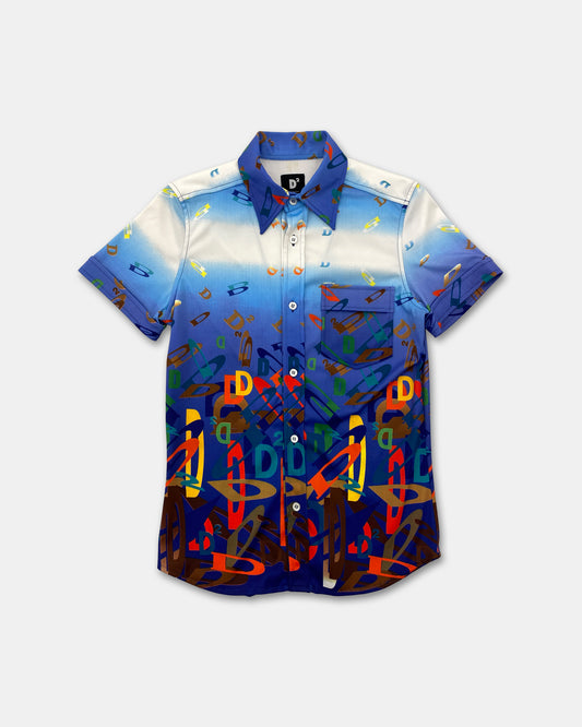 Dsquared2 2000s All Over D Short Sleeve Shirt Blue