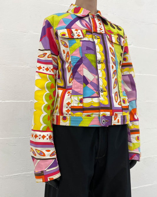 Dolce & Gabbana 2000s All Over Print Denim Jacket Multicolor