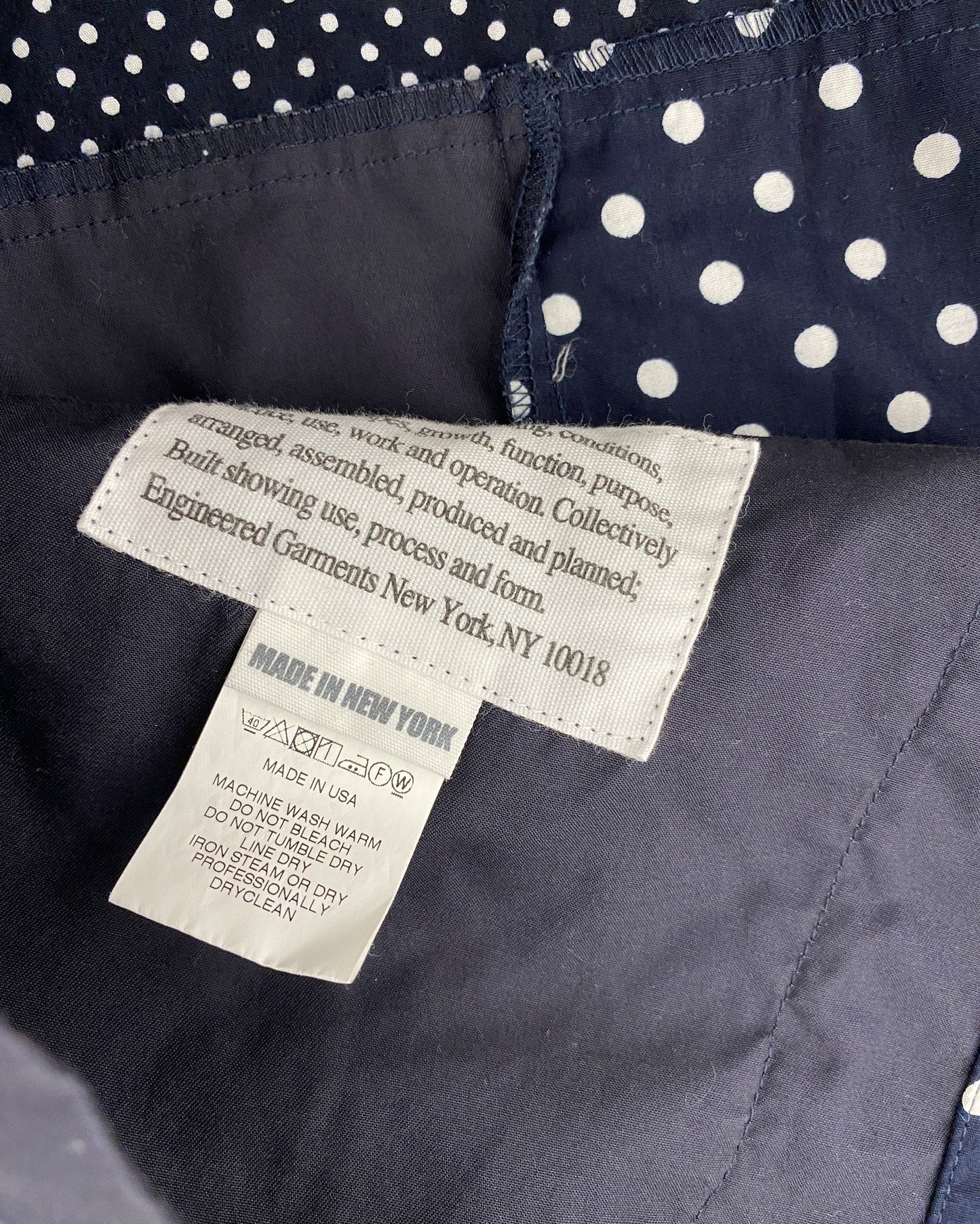 Engineered Garments SS2019 Polka Dot Cotton Blazer Jacket and Shorts Set Navy