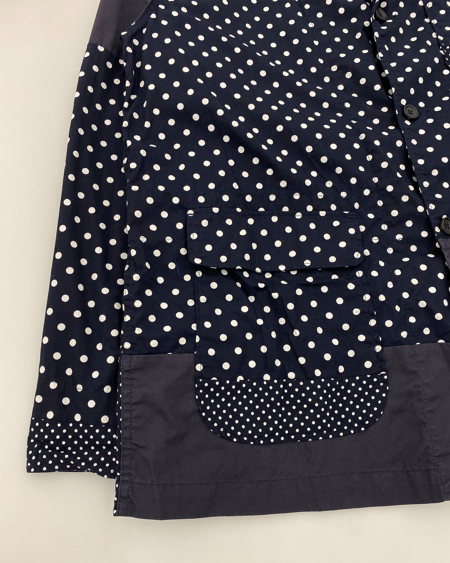Engineered Garments SS2019 Polka Dot Cotton Blazer Jacket and Shorts Set Navy