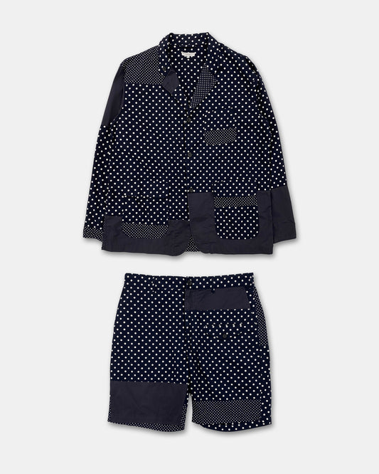 Engineered Garments SS2019 Polka Dot Cotton Blazer Jacket and Shorts Set Navy